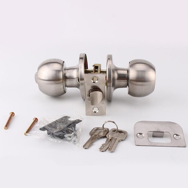 Stainless Steel Round Door Knobs Knobset Entrance Lock Interior Door Handles for Hallway, Closet, Bathroom Easy To Install