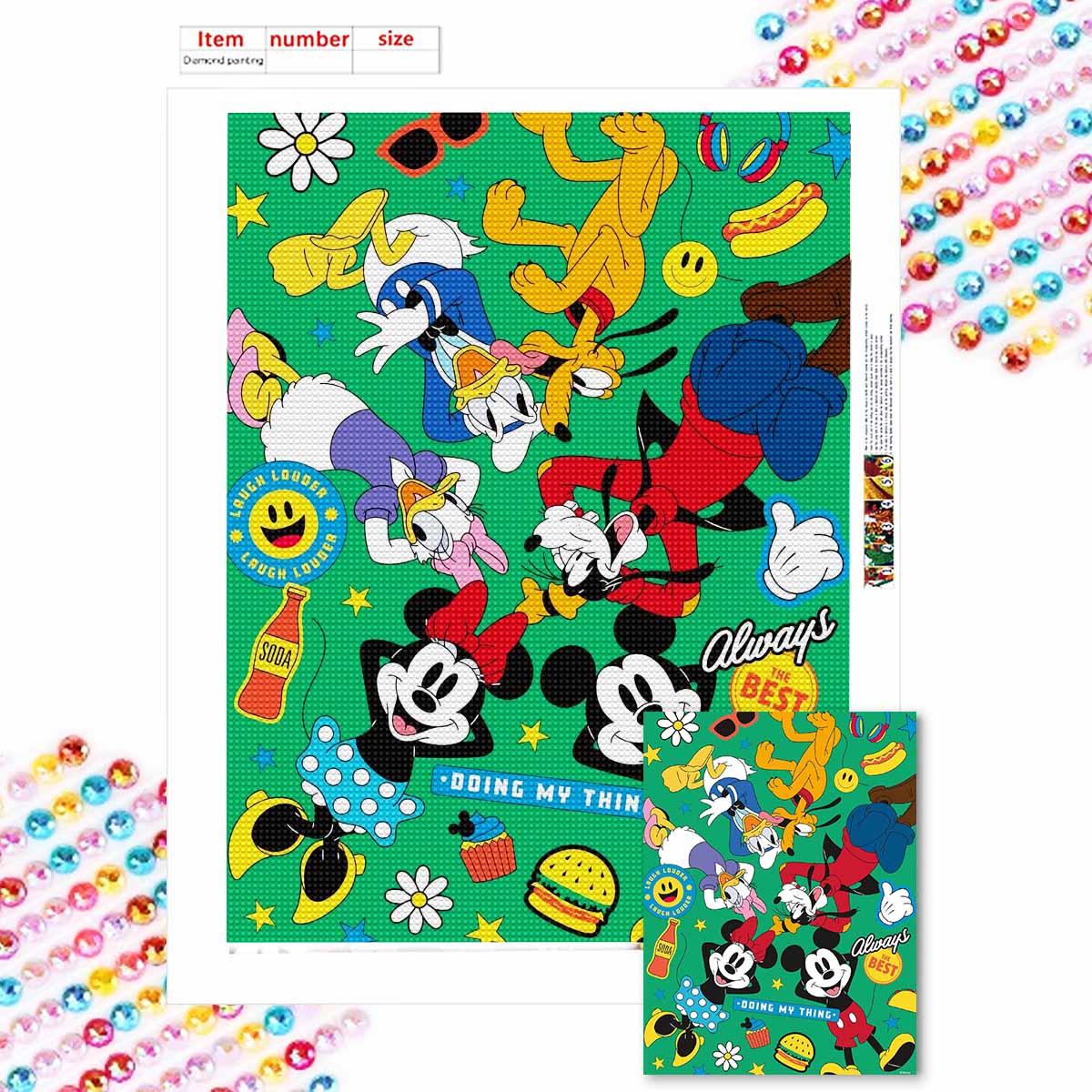 

Полная круглая алмазная живопись Микки Маус Клубхаус Искусство Стразы Картина Мозаика DIY 5D Вышивка крестом Домашнее украшение Round 20x30cm