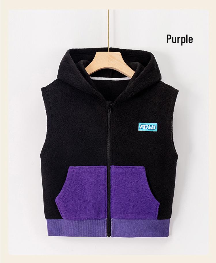 Kids' Hooded Fleece Vest - Sleeveless Autumn/Winter Style for Boys & Girls