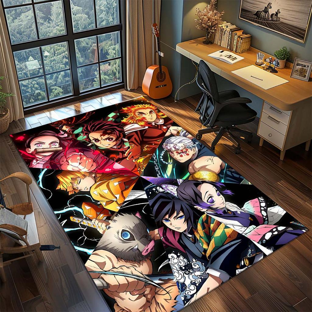 Demon Slayer Anime Rug Carpet Large Area Rug Non Slip Washable Floor Mat Gamer Room Bedroom Home Decor -QJY
