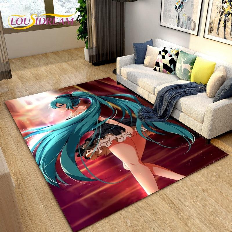 3D-Teppich mit japanischem Musik-Anime-Cartoon, Teppich für Wohnzimmer, Schlafzimmer, Sofa, Fußmatte, Dekoration, Kinder spielen, rutschfeste Bodenmatte