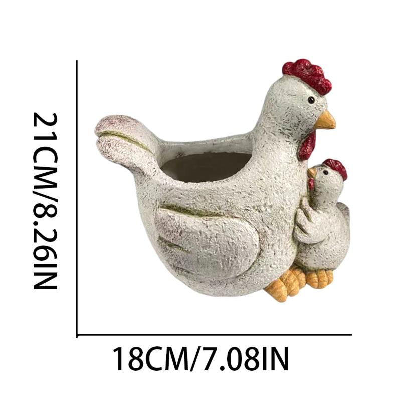 Statuie Găină Ghiveci Rășină Găină Suport Ghiveci de Flori Container de Grădină Afișaj Plante Interior și Exterior Accesoriu Grădină