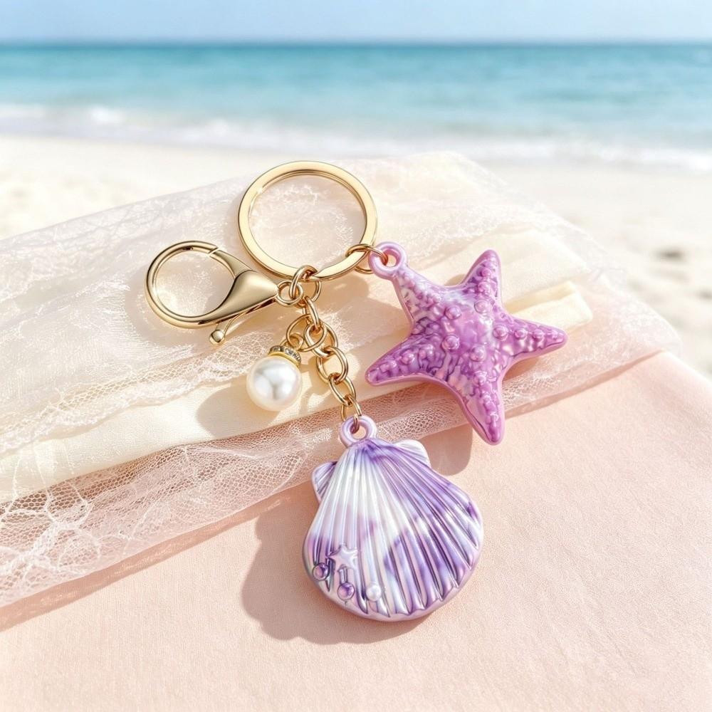 Colorful Shell Keychain Resin Shell Pendant Handmade Shell Key Ring Car Key Holder