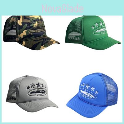 Star Embroidered Trucker Cap With Breathable Cotton For Summer Street Style