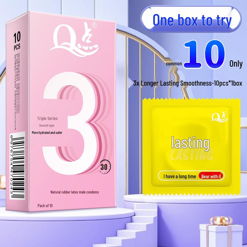 Q Point Thickened Desensitizing Condoms for Long-lasting, Soothing Safe Sex for Couples.