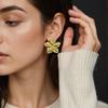European & American Light Luxury Gold-Plated Petal Pleat Stainless Steel Stud Earrings - Trendy & Versatile.
