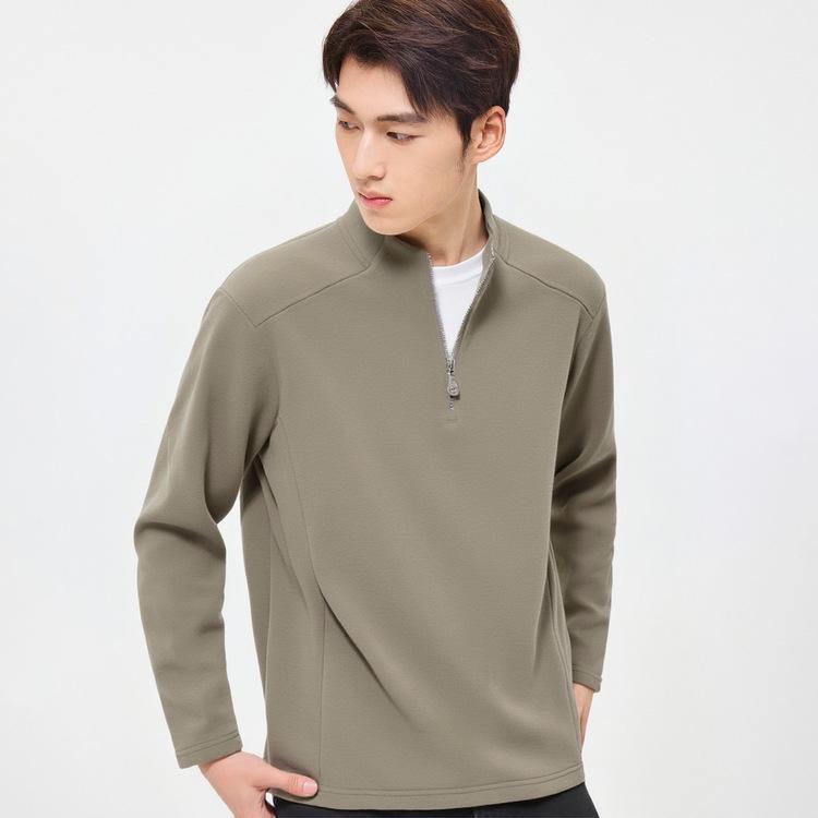 WOOG2005 Men s Warm Self-Heating Half-Zip Stand Collar Sweatshirt for Autumn 2025 L