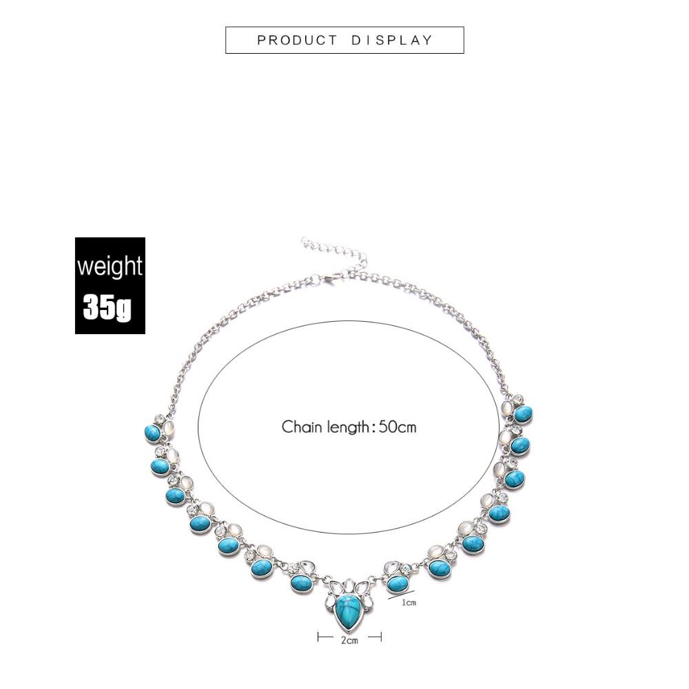 Personality Necklace Set Turquoise Fashion Bohemian White Green Flower Necklace