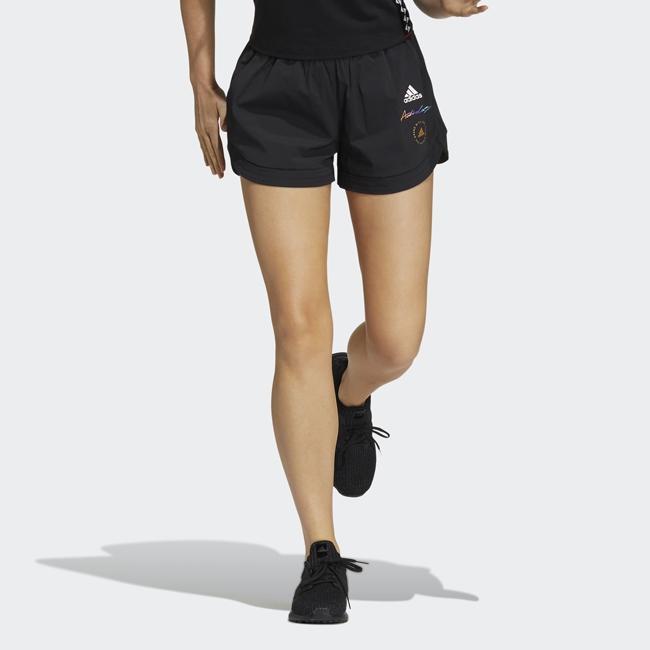 adidas Solid Color Elastic Waist Straight-Leg Shorts Women Bottoms Black HE9955