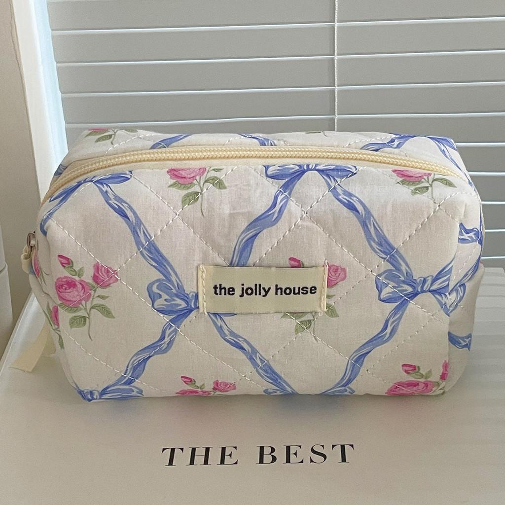 Vintage Butterfly Bow Flower Toiletry Bag With Soft Polyester Material For Daily Use