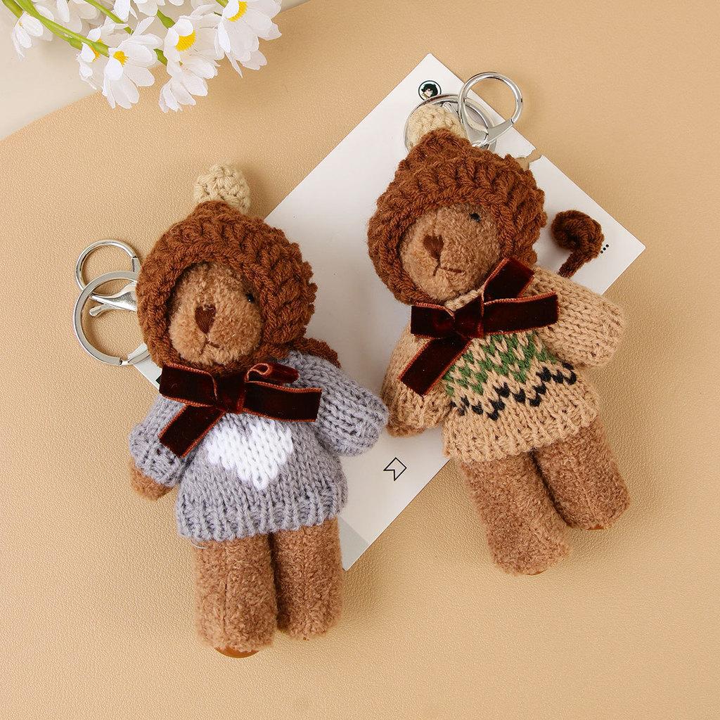 Plush Bear Keychain With Cartoon Animal Pendant For Bags And Gifts
