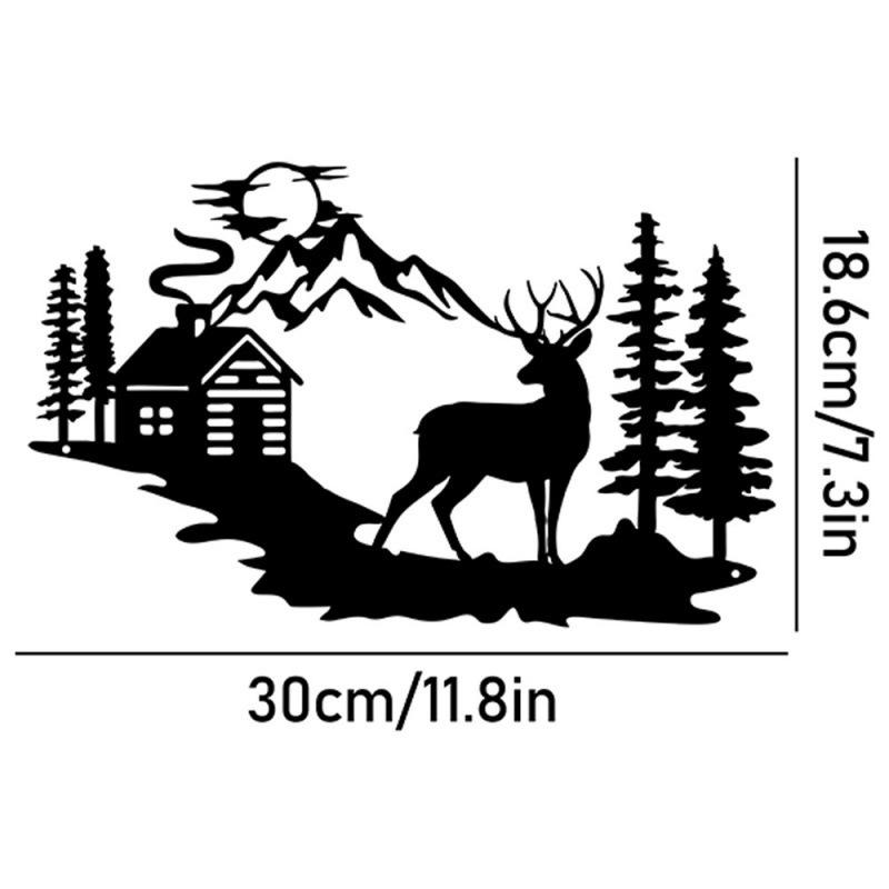 Mountain View Laser-Cut Black Iron Silhouette Wall Decoration