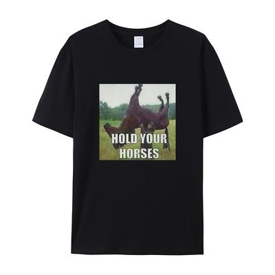 2026 Summer Trendy Fashion Round Neck T-shirt Hold Your Horse for Men and Women, Loose and Versatile Short Sleeves
