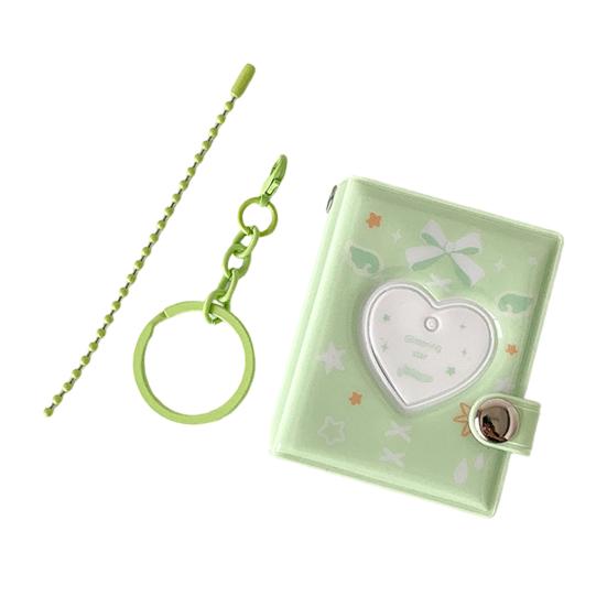 Love Heart Small Photo Album Keychain 32 Pockets Hollow Photocard Binder for 2 Inch Photo Mini Photo Card Book Holder for