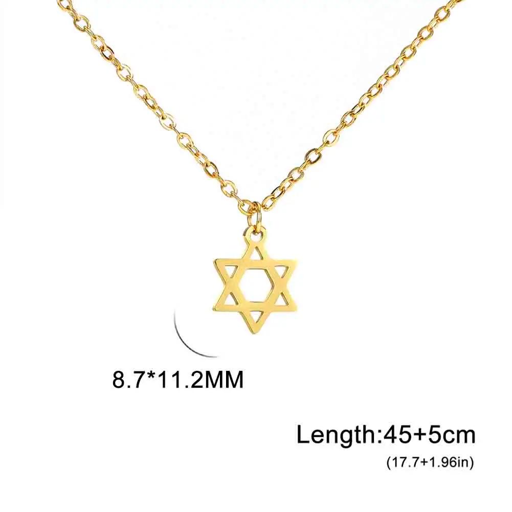 Cazador Gold Star of David Necklace Stainless Steel Jewish Jewelry Gift for Women Israel Amulet Hexagram