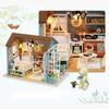 Exquisites Puppen-Miniatur-Holzhaus-Studio-Set mit LED-Lichtern und Möbeln