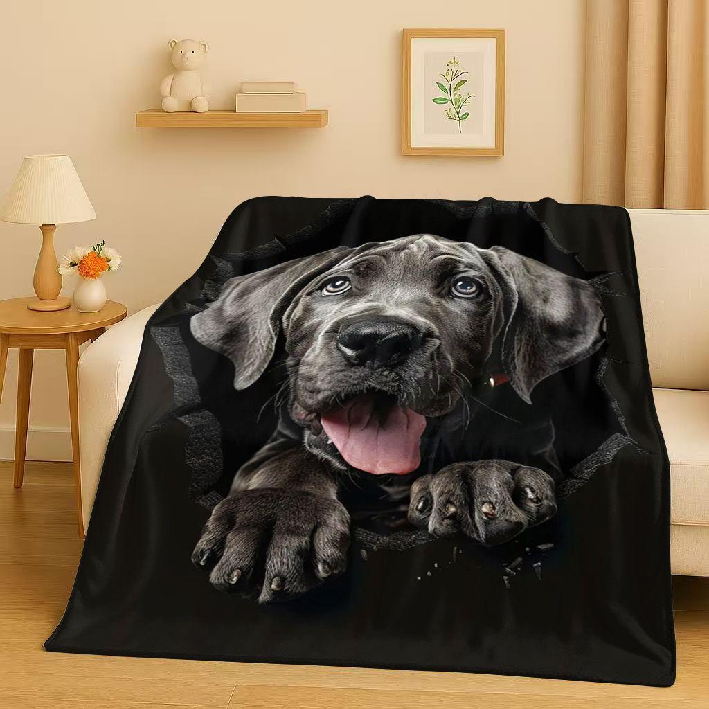 2026 New Breaking Wall 3D Illusion Dog Puppy Flannel Blanket,Ultra Soft Warm Plush Throw for Home Bedroom Bed Sofa Cover Gift