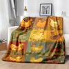 MidCentury Patchwork Chicken Pattern Flannel Throw Blanket | Digital Print Soft Polyester, All Seasons Comfort for Bed, Sofa, Camping, 200-250GSM