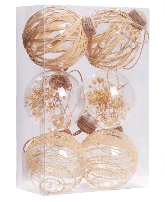 6PCS Transparent PET Rope Wrapped Christmas Ball Set Christmas Fun Decorations Party Atmosphere Christmas Tree Decoration Ball