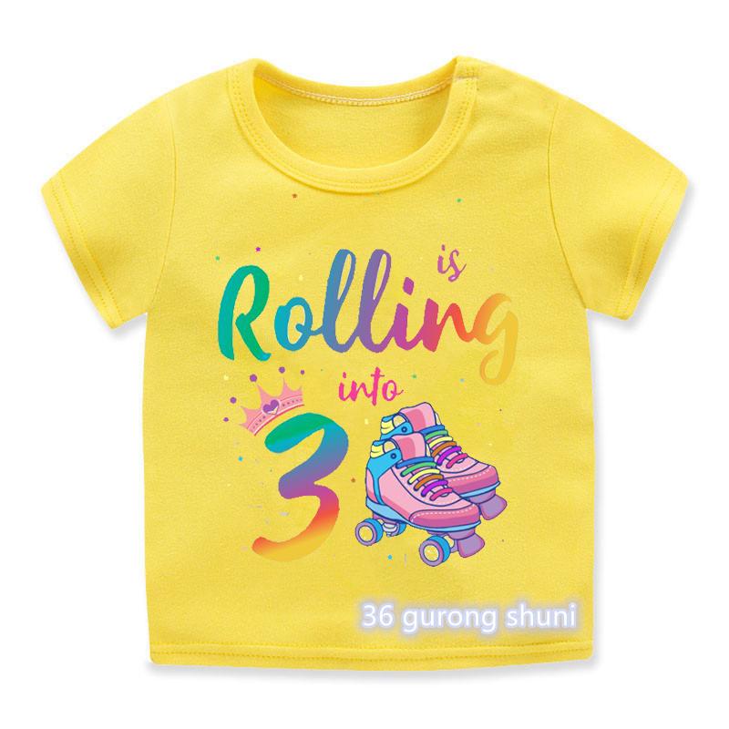Newly Boys T Shirt Funny Skates Graphic Print 6th Birthday Gift Costume Fashion Hip Hop Girls TShirt Boys Girls Universal Tops