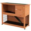Two-Tier Antiseptic Wood Rabbit Hutch, 102cm Guinea Pig Hutch with Run - Orange