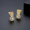 Hong Style Cross-Border Simple U-Shaped Earrings 18K Gold Plating Personalized Striped Big Circle