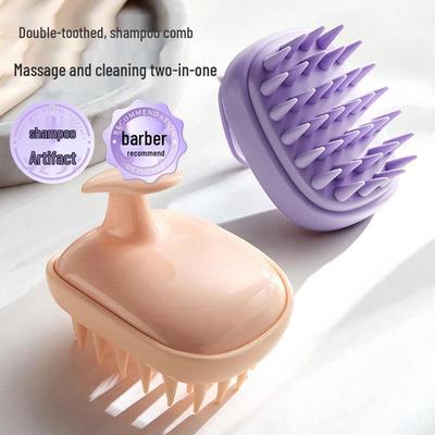 Custom Double-tooth 2-in-1 Shampoo & Scalp Massage Comb - Silicone Cleaning Tool