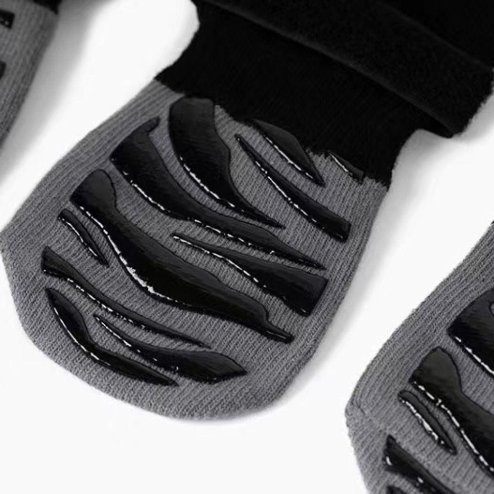 4 pièces/ensemble Avec Sangles Protecteur de Patte d'Animal de Compagnie Antidérapant Chaussettes de Sol pour Chien Couvre-Pied pour Animal de Compagnie Chaussettes pour Chien Automne