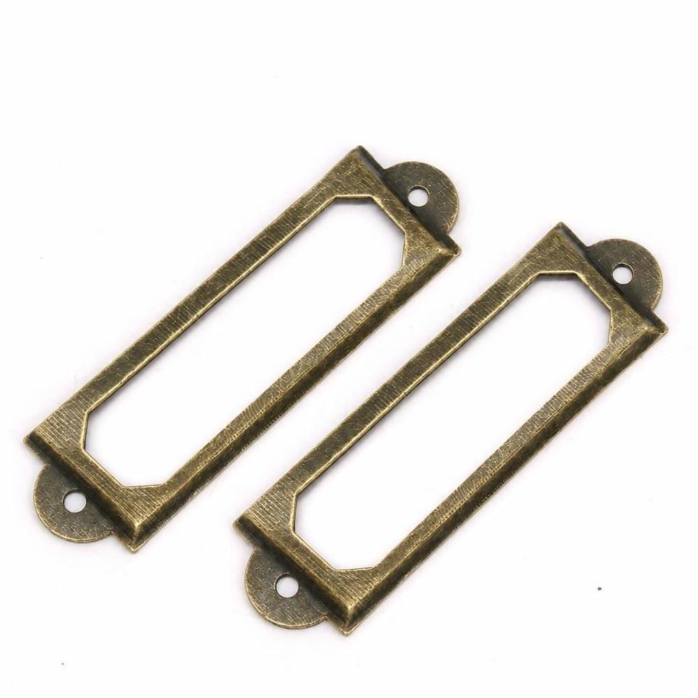 20 Pcs Rectangular Shape Card Insert Frame Metal Vintage Label Frame  DIY Furniture Refit