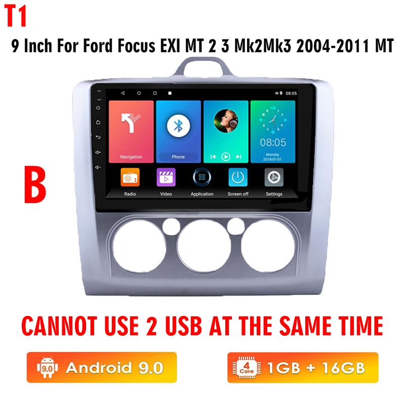 

Автомобильное радио Icreative 9 дюймов 2 Din для Ford Focus EXI MT 2 3 Mk 2 2004-2011, мультимедийный видеоплеер, навигация, Android Auto 2 Din T1 1+16GB,B