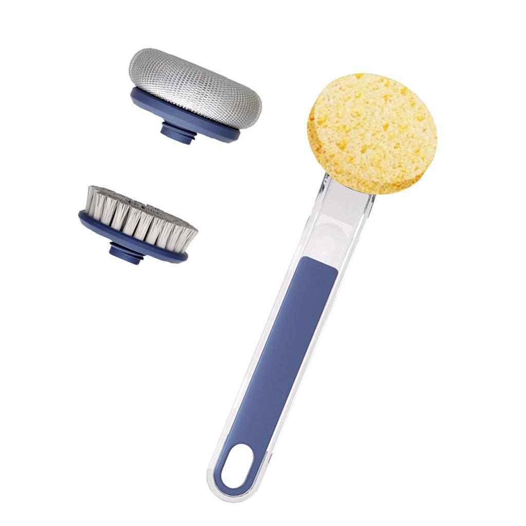 Kitchen Dish Brushes 3 in 1   Handle Pot Pan Sponge Scrubber Brush Cleaning Tool Set
