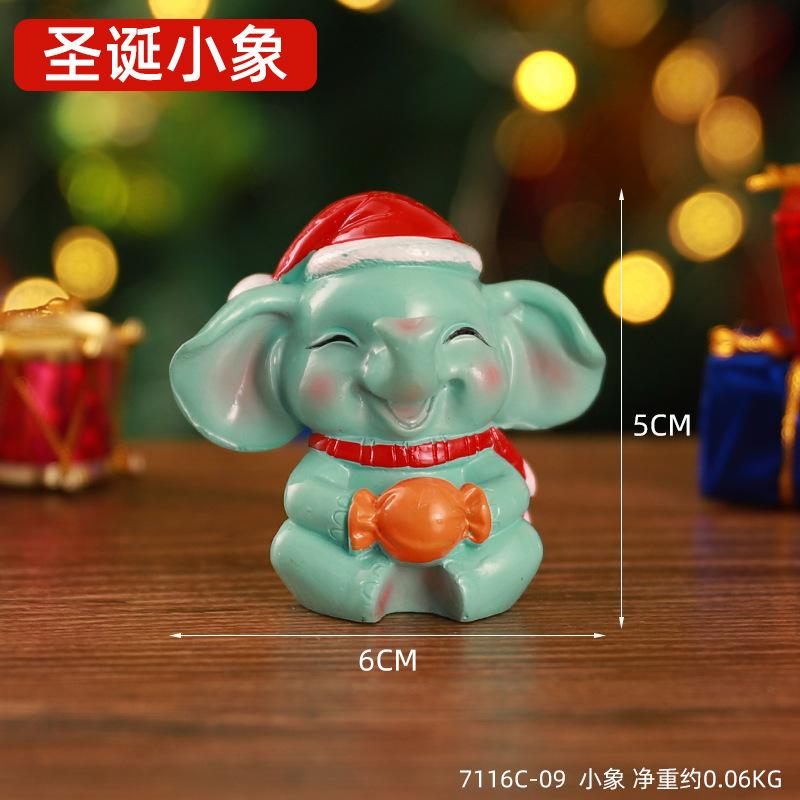 Christmas Mini Resin Figurines Christmas Decorations Ornament Desktop Cute Santa Clause Snowman Elk Ornament Navidad Xmas Decor