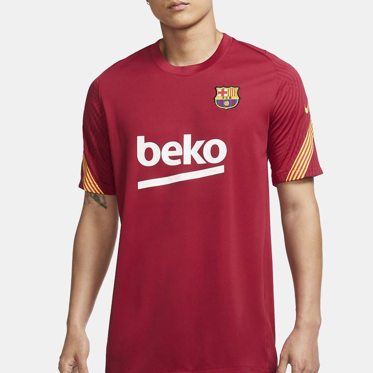 Nike Logo Letter Print Training Short Sleeve Football Shirt Barcelona Men tops Red CD5999-621