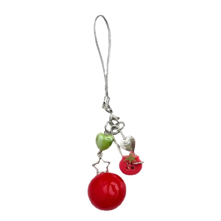 Novelty Tomato with Leaf Girl Keychain Charm Pendant Accessory for School Travel and Everyday Styles Daily Casual Use