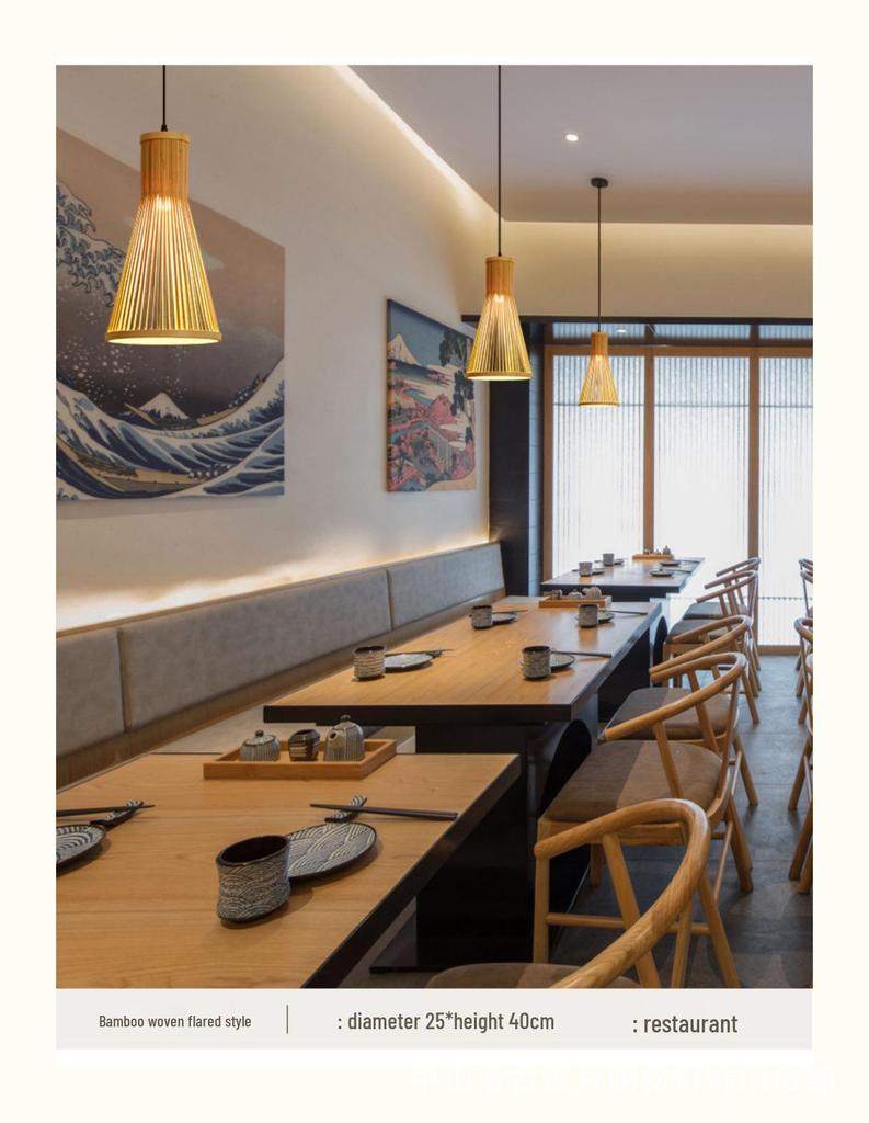 Zen Japanese Wood Pendant Light for Tea Rooms, Restaurants, Bedrooms, and Living Rooms