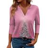 Women's Casual Fashionable Sexy Comfortable V-Neck Christmas Three-Quarter Sleeve Top