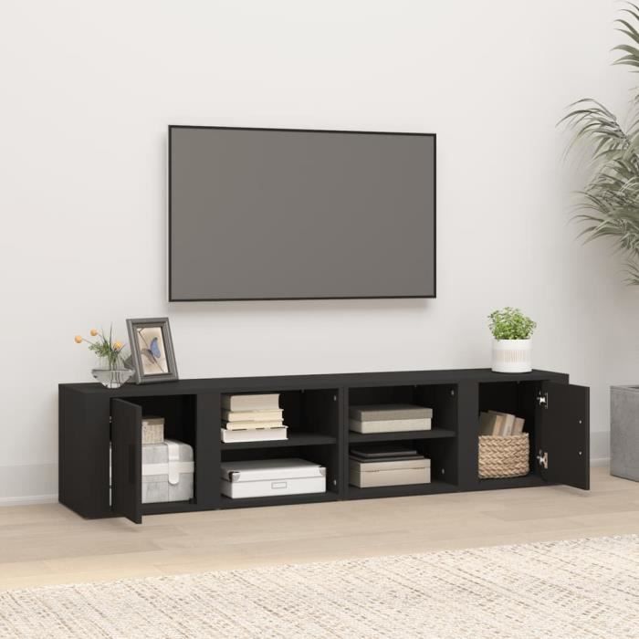 819439 vidaXL Meubles TV 2 pcs Noir 80x31,5x36 cm Bois d'ingénierie