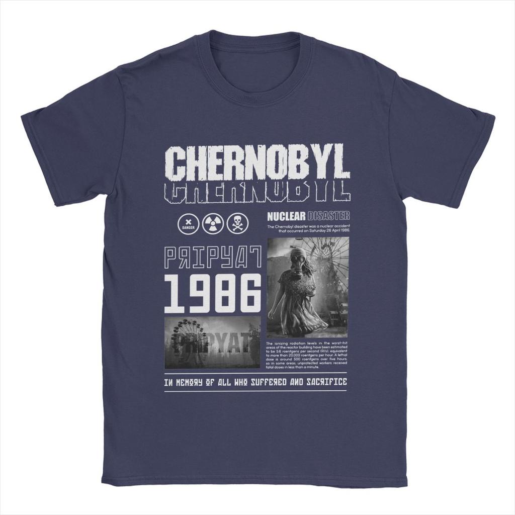 T-Shirt Tschernobyl Herren Baumwolle Lustiges T-Shirt O-Ausschnitt T-Shirts Kurzarm Kleidung Übergröße