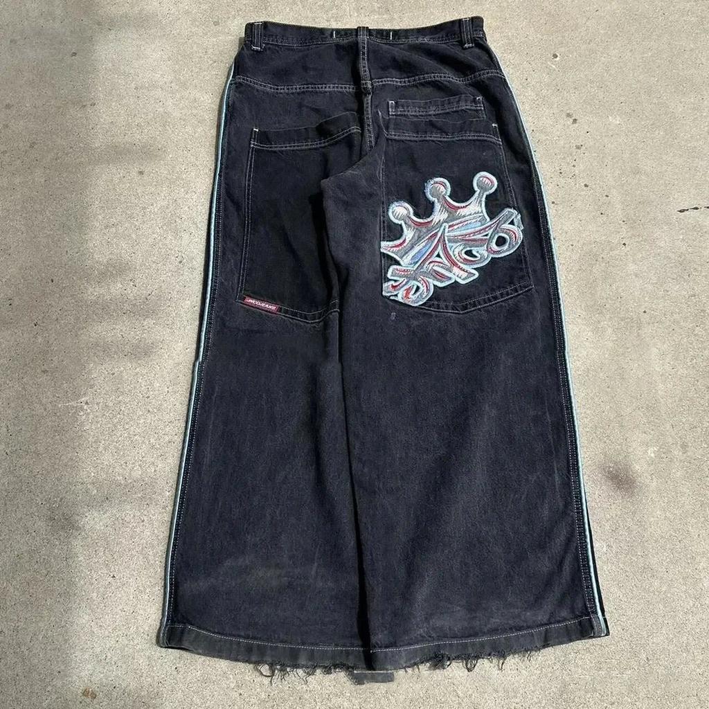 Y2K Baggy Jeans Men Vintage Embroidered Jeans Hip Hop Goth Streetwear Harajuku Men Women Casual Wide Leg Jeans