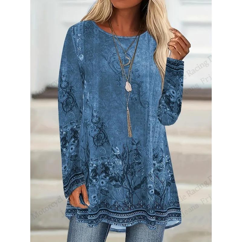 Vintage Animals Wolf 3D Print Long Sleeve T-Shirts Women's Fashion Oversized T Shirt Female Tees Tops Long Tunics Falls Ethnic