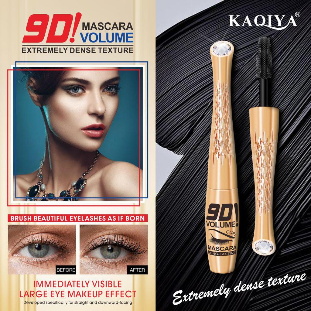 KAQIYA Smudge-Proof Long-Lasting Gem Mascara – Thickening, Lengthening, Curling with Fine Comb Eyelash Primer.