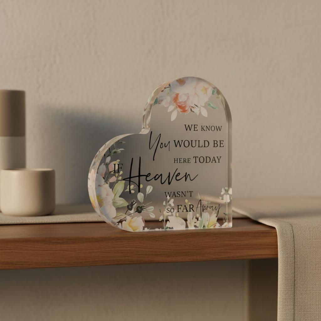 Heart Shaped Acrylic Plaque Colorfast Resistant Acrylic Heart Keepsake Transparent Memorial Block Brilliant Printing