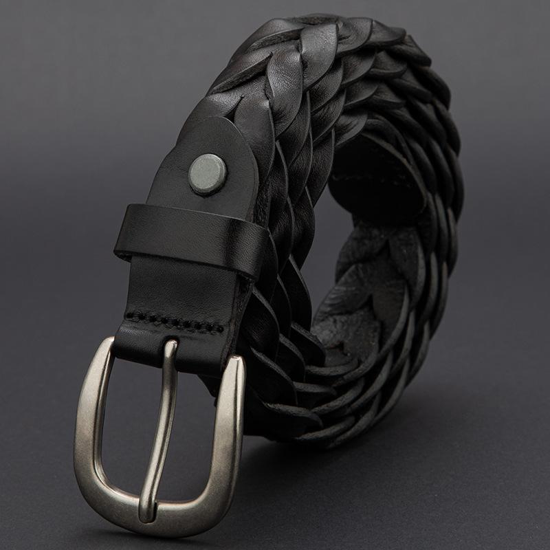 

Meier New arrival belt k-stylefashioneasiest for match women s belt first layer cowhide braided belt 115cm чёрный