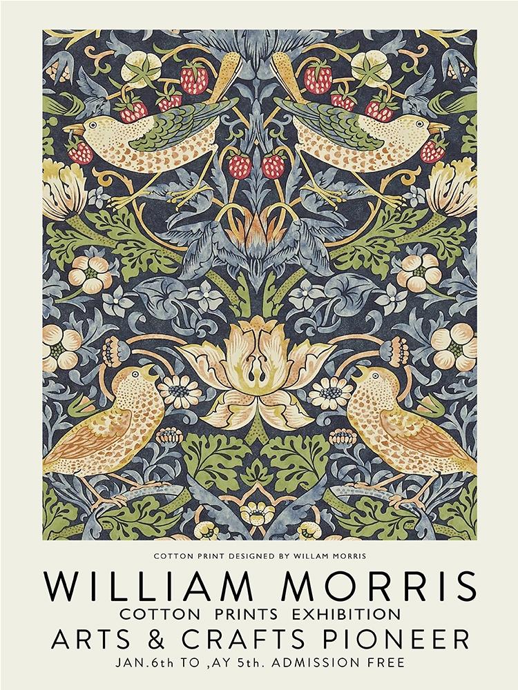 

Постеры на скандинавскую тему и принты, абстрактный Уильям Моррис, цветок, лист, птица, настенная живопись на холсте, настенные панно для декора гостиной 50x70cm No Frame