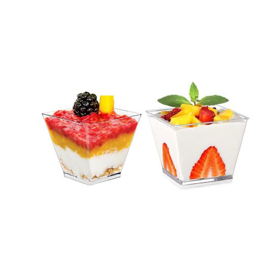 10Pcs Disposable Plastic Mousse Cup Cups for Parties Clear Pudding Dessert Weddings And Catering Events Small