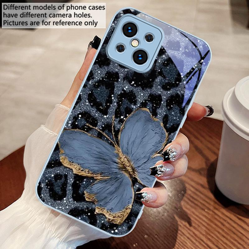 Fluture Violet Leopard Pentru Oppo Find X5 X8 Pro X3 Lite A72 58 73 54S F11 79 Reno 6 4Z 5G Nord N200 Carcasă Telefon din Sticlă Călită