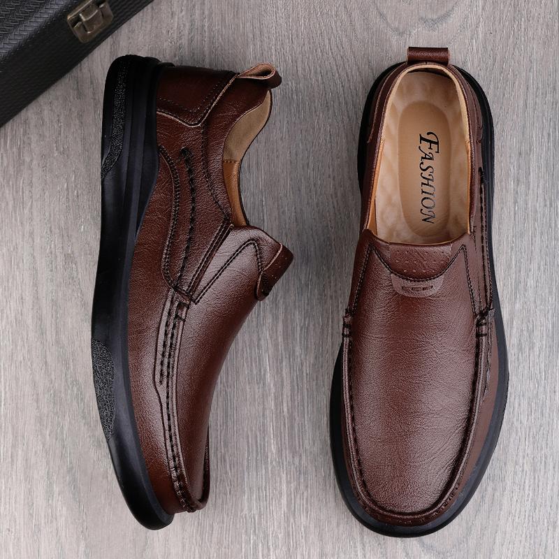 Fashion Genuine Leather Casual Men's Shoes Comfortable Flat Handmade Shoes Fashion Non-slip Walking Shoes Classic Mens Business Shoes