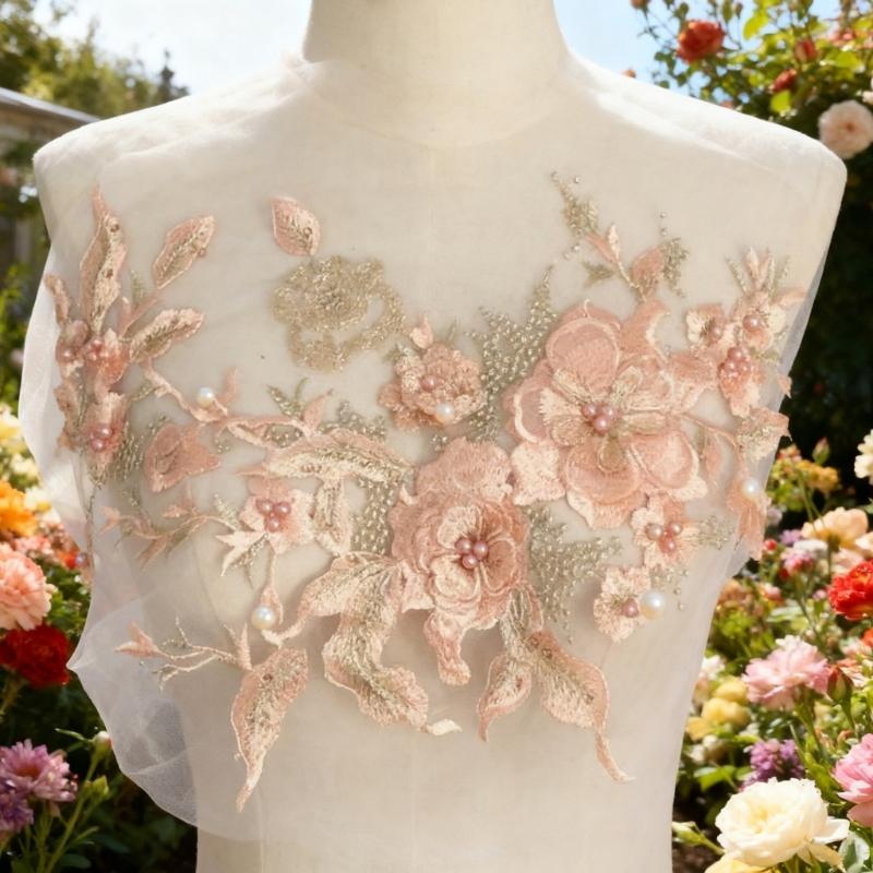 Embroidered Sequins Flower Applique Patches for Clothing Bags Handcraft Decoration Polyester Materials