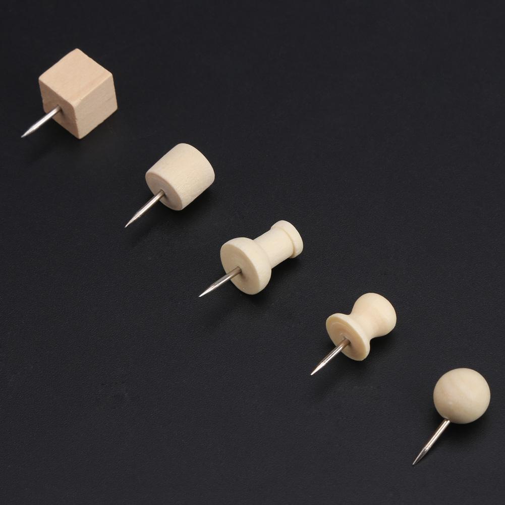 180pcs Nautral Wooden Pushpin Thumbtack Pins Decorative DIY Tool 10mm