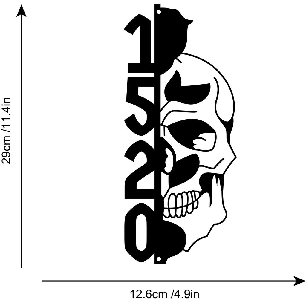 Gothic Metal Address Sign Skull House Number Plaque Victorian Custom Home Decor